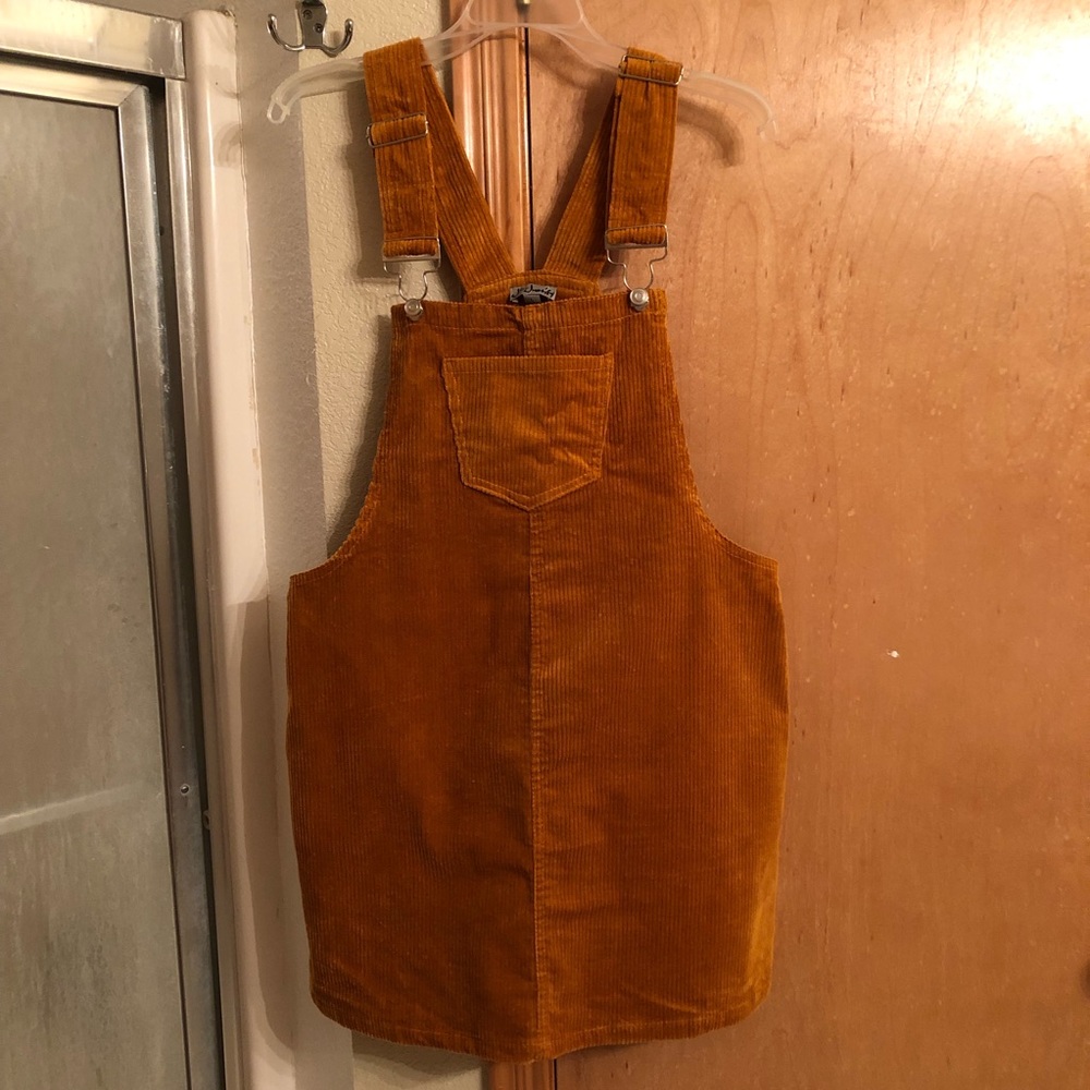 Burnt Orange Corduroy Overall Dress